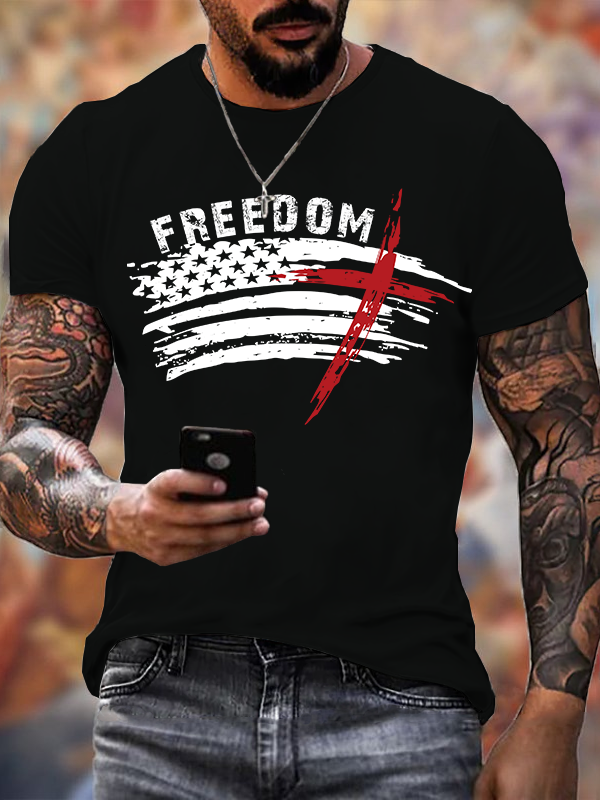 Classic Cotton Tee - American flag cross