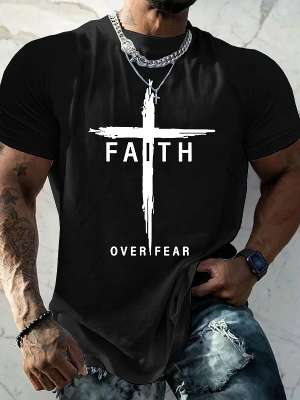 Classic Cotton Tee - Faith Over Fear  Cross