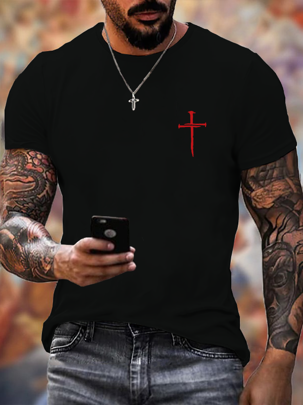 Classic Cotton Tee - Men's Hipster Cross Faith T-shirt