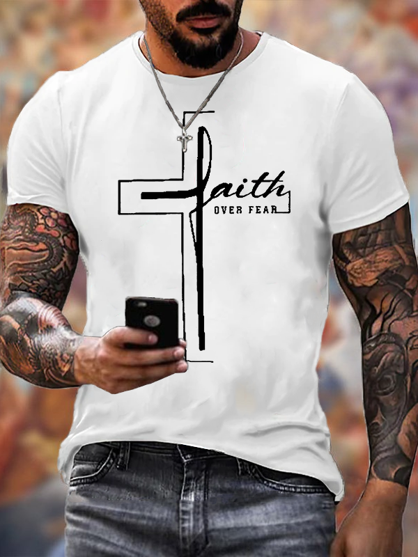 Classic Cotton Tee - Faith Over Fear Cross