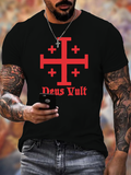 Classic Cotton Tee - Jerusalem Cross Deus Vult