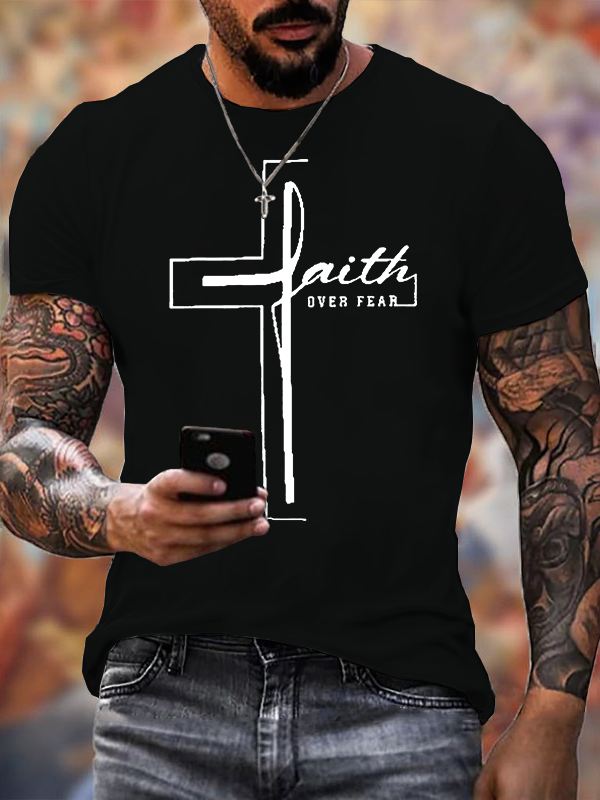 Classic Cotton Tee - Faith Over Fear Cross