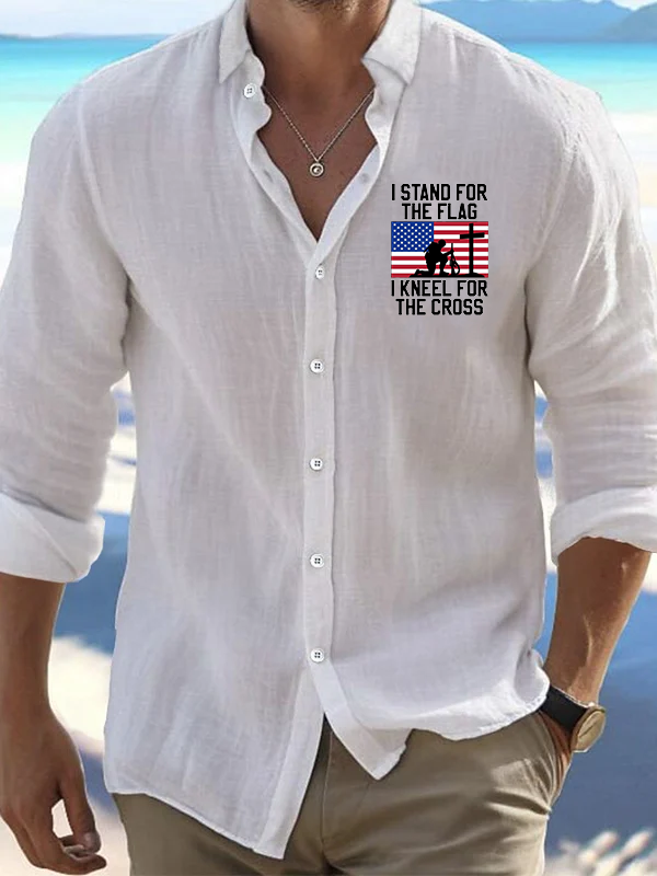 I Stand For The Flag And Kneel For The Cross Christian Resort Casual Shirt