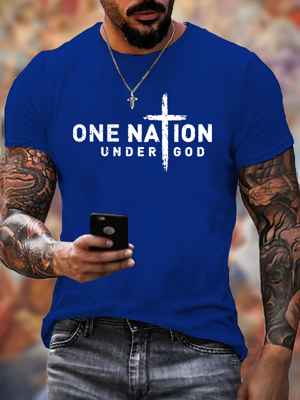 Classic Cotton Tee - One Nation Under God  Cross