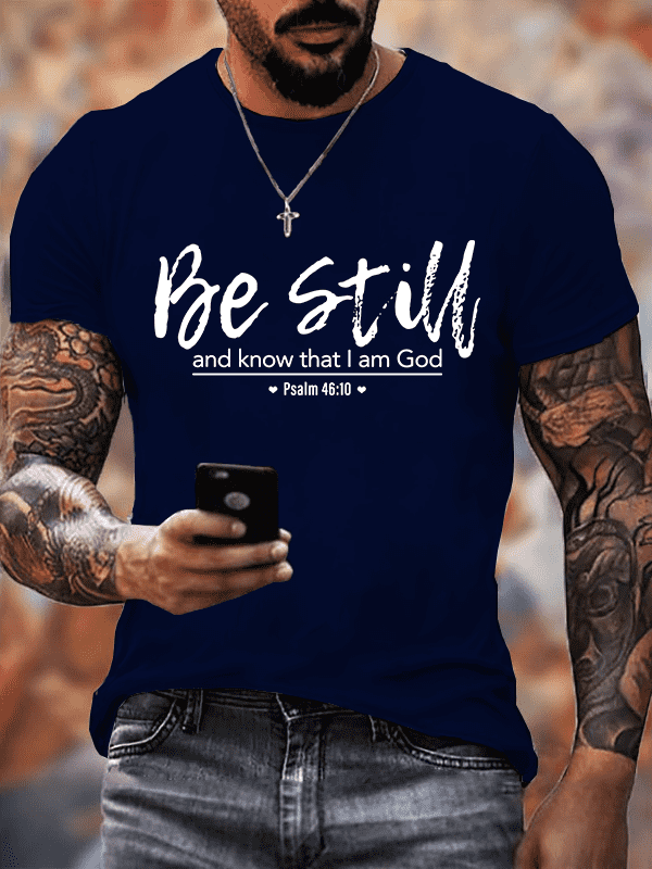 Classic Cotton Tee - Psalm 46:10 Crew Neck T-shirt