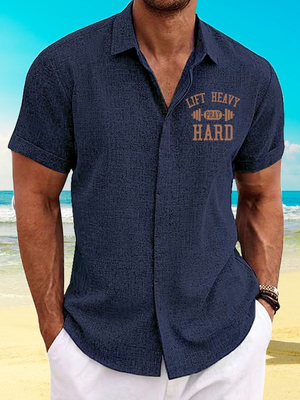 Lift Heavy Pray Hard Jesus God Christian Short Sleeve Shirt