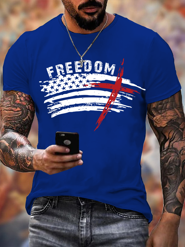 Classic Cotton Tee - American flag cross
