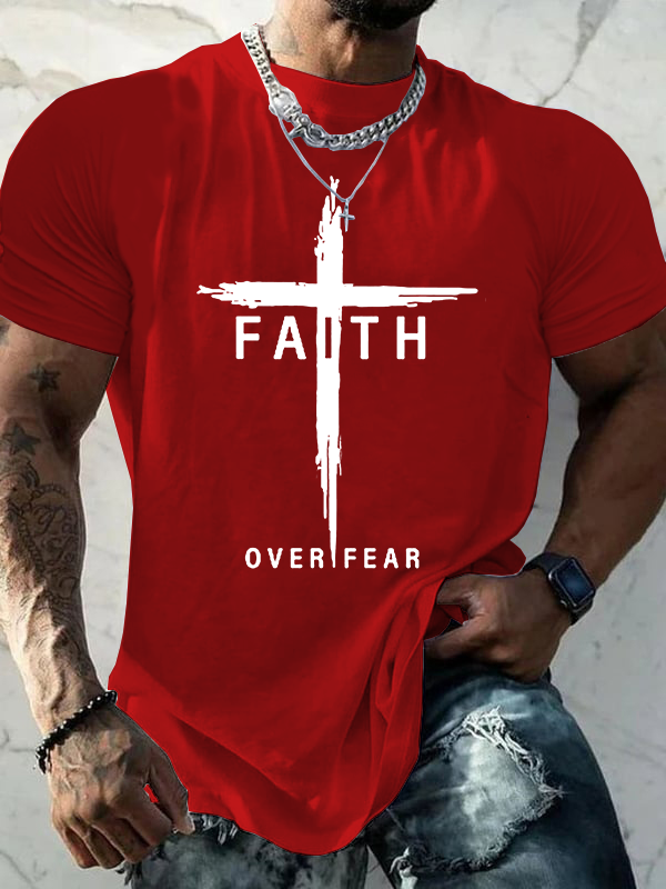 Classic Cotton Tee - Faith Over Fear  Cross