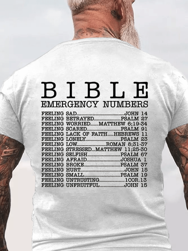 Classic Cotton Tee - Christian Bible Emergency Numbers