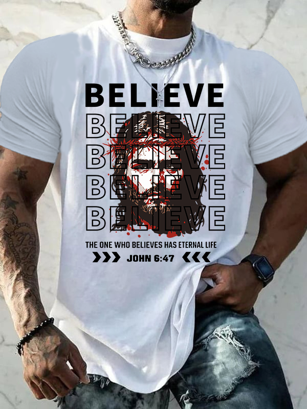 Classic Cotton Tee - The One Who Believes Has Eternal Life