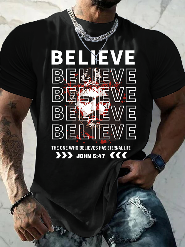 Classic Cotton Tee - The One Who Believes Has Eternal Life
