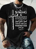 Classic Cotton Tee - Cross Be strong and courageous sign Joshua 1:9