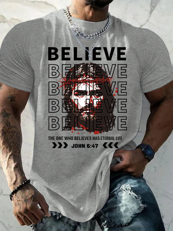 Classic Cotton Tee - The One Who Believes Has Eternal Life