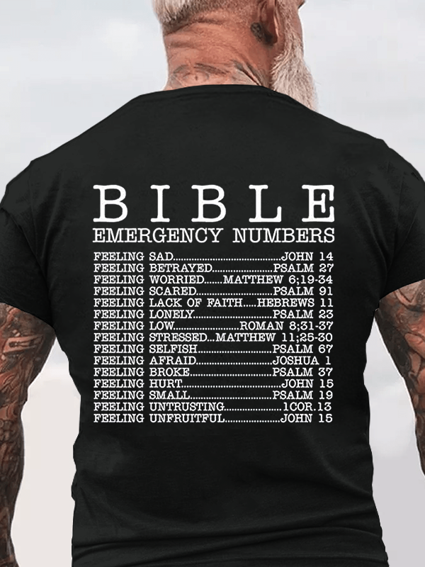 Classic Cotton Tee - Christian Bible Emergency Numbers