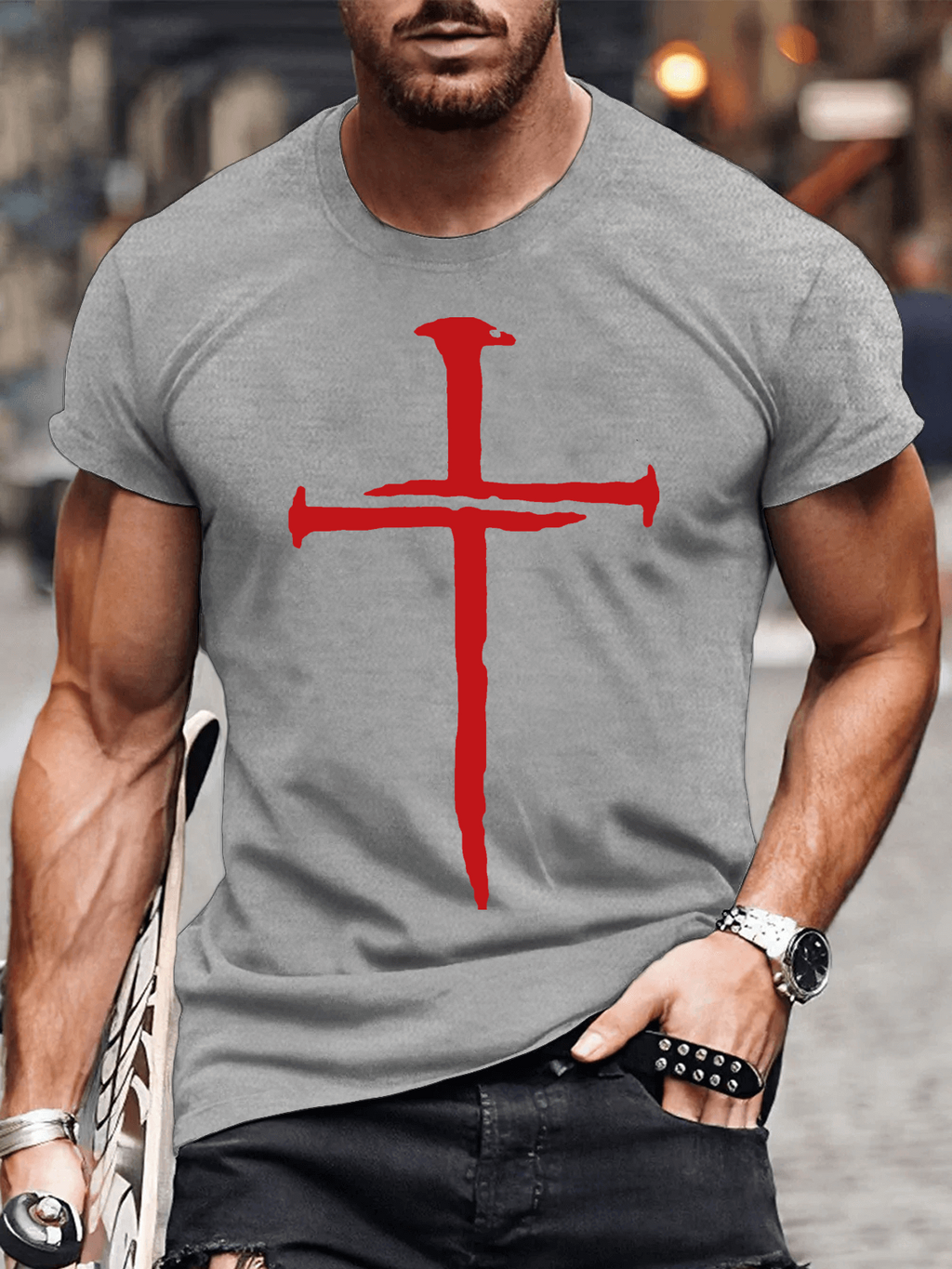 Classic Cotton Tee - Men's Hipster Cross Faith T-shirt