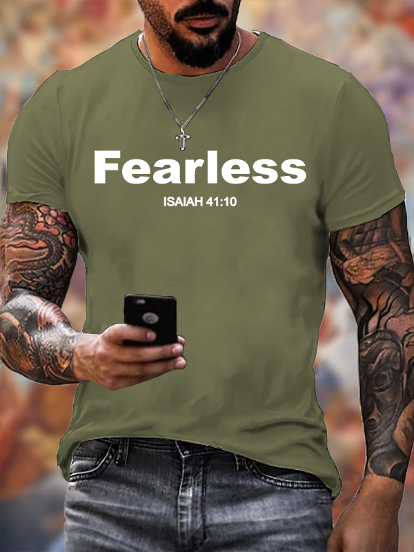 Classic Cotton Tee - Fearless Isaiah 41:10 Bible Verse