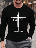 Faith Over Fear Cross Jesus God  Christian Cotton Long Sleeve T-Shirt