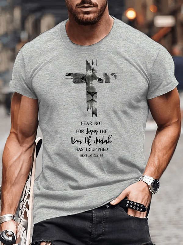 Classic Cotton Tee - Fear Not For Jesus The Lion Of Judah Has Triumphed REVELATIONS 5:5