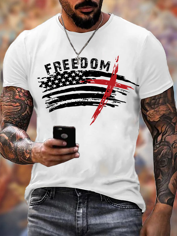 Classic Cotton Tee - American flag cross