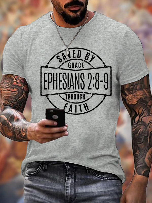 Classic Cotton Tee - Saved by a Gracious God Through Faithfulness Ephesians 2:8-9