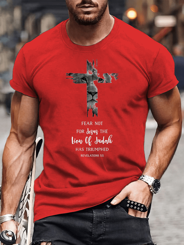 Classic Cotton Tee - Fear Not For Jesus The Lion Of Judah Has Triumphed REVELATIONS 5:5
