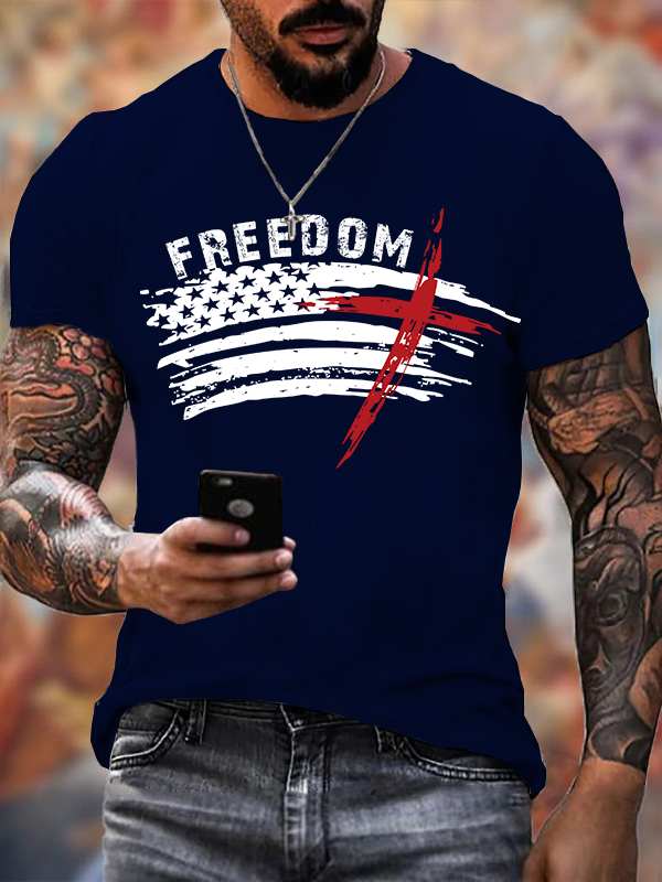 Classic Cotton Tee - American flag cross