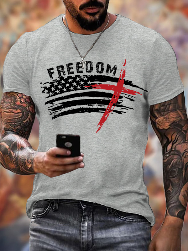 Classic Cotton Tee - American flag cross