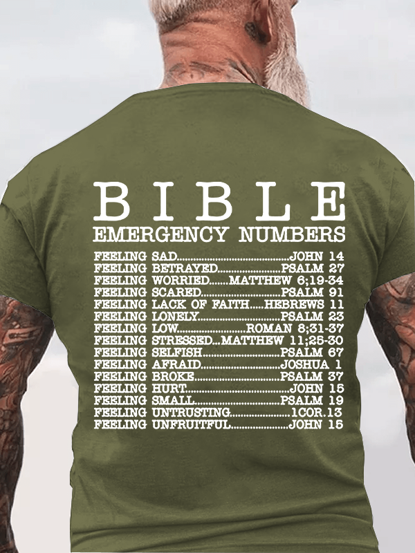 Classic Cotton Tee - Christian Bible Emergency Numbers