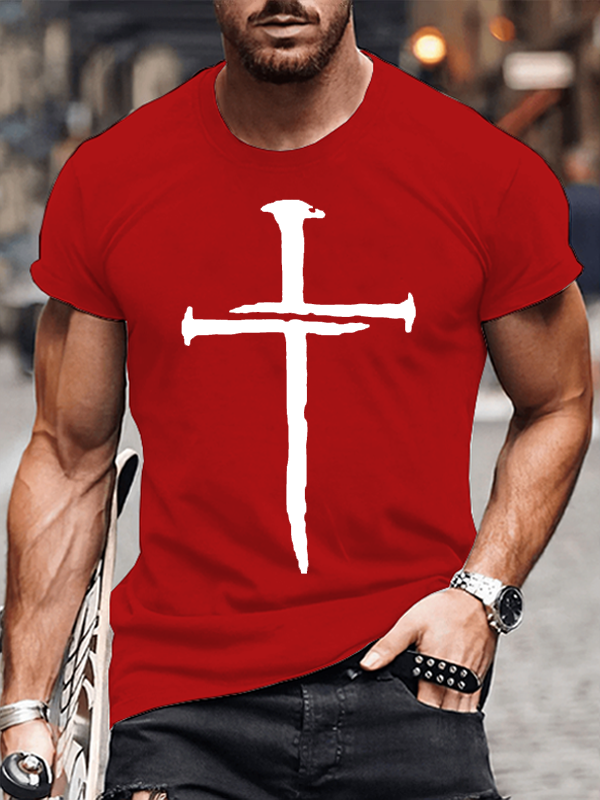 Classic Cotton Tee - Men's Hipster Cross Faith T-shirt