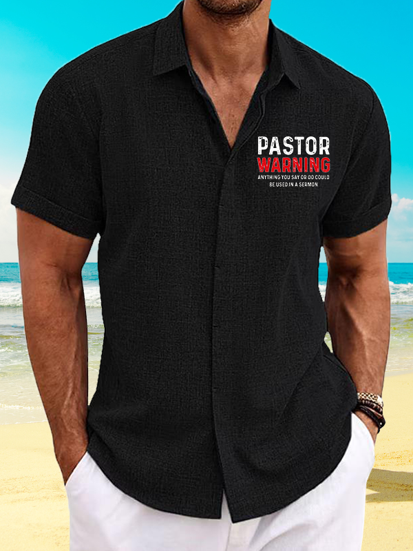 Pastor Warning Anything You Say or Do Could Be Used in a Sermon Jesus God Christian Short Sleeve Shirt
