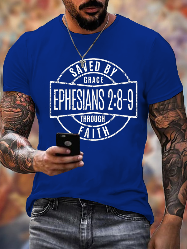 Classic Cotton Tee - Saved by a Gracious God Through Faithfulness Ephesians 2:8-9