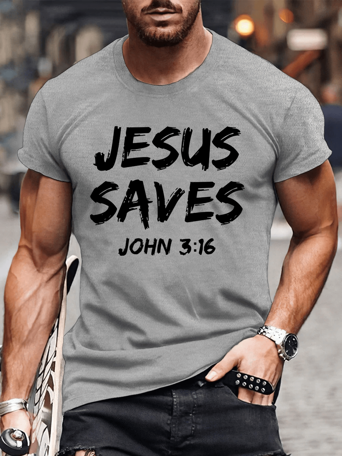 Classic Cotton Tee - Jesus Saves John 3:16 Men's T-shirt