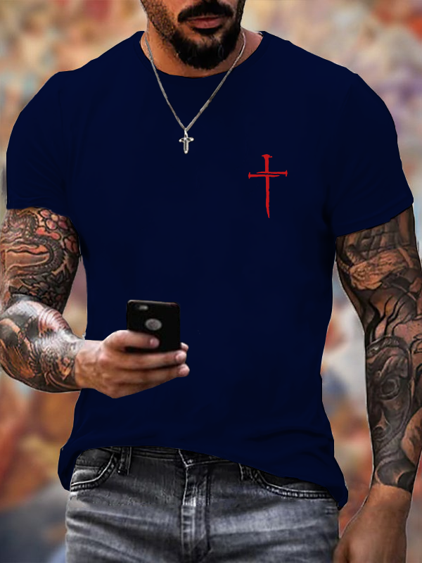 Classic Cotton Tee - Men's Hipster Cross Faith T-shirt