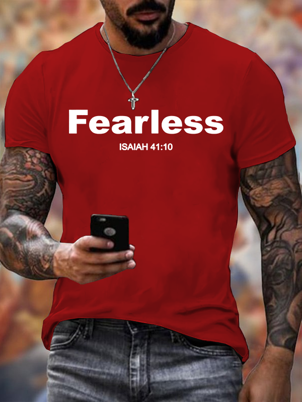 Classic Cotton Tee - Fearless Isaiah 41:10 Bible Verse