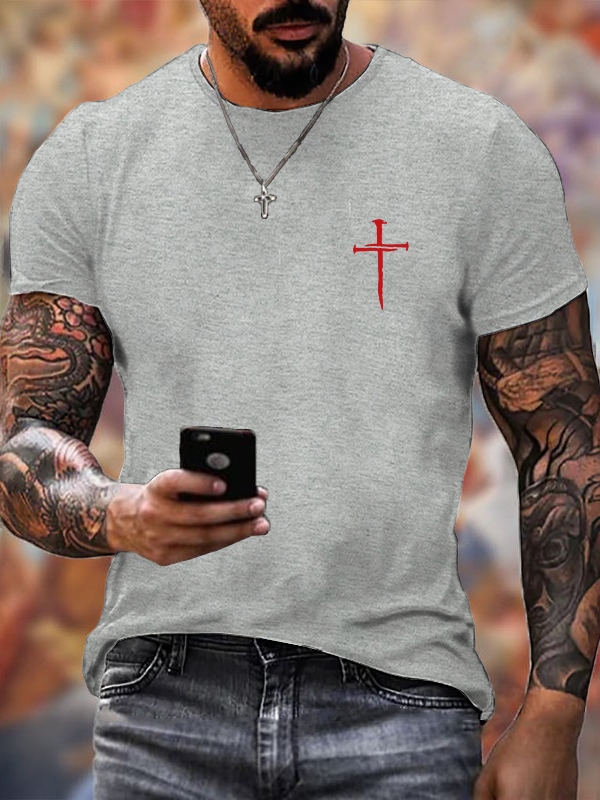 Classic Cotton Tee - Men's Hipster Cross Faith T-shirt