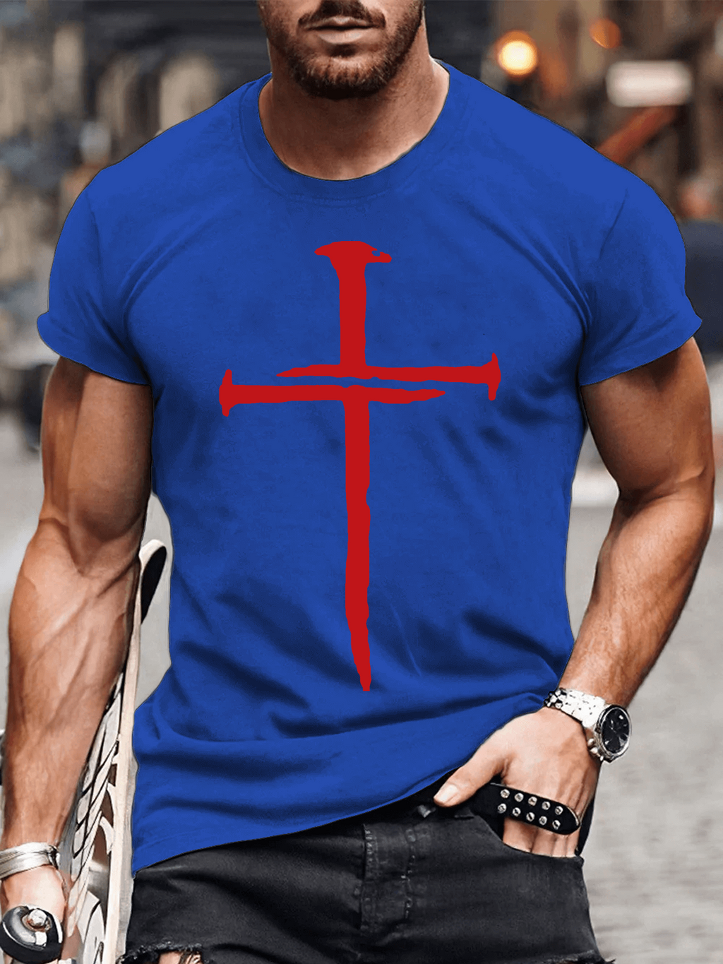 Classic Cotton Tee - Men's Hipster Cross Faith T-shirt