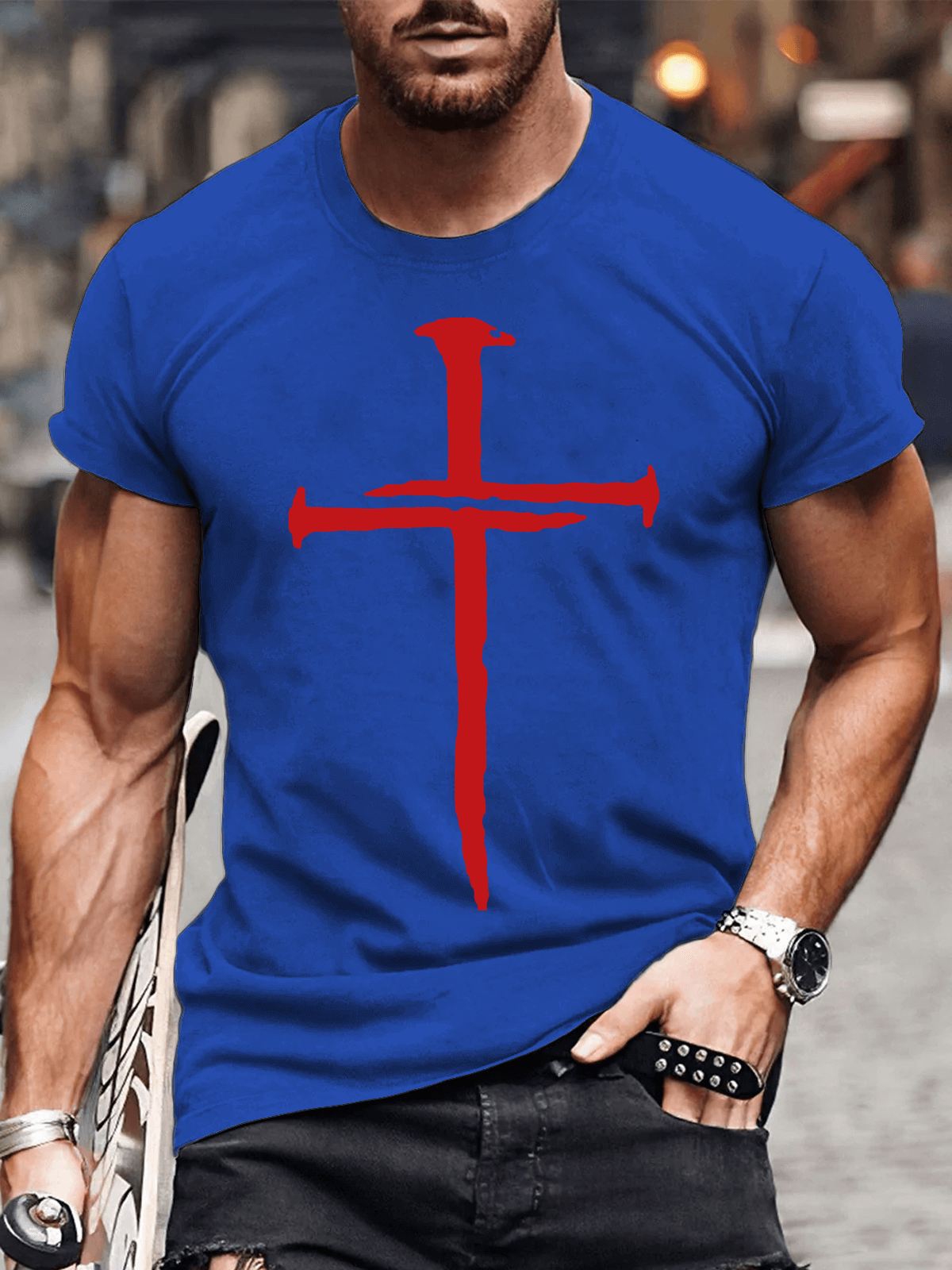 Classic Cotton Tee - Men's Hipster Cross Faith T-shirt