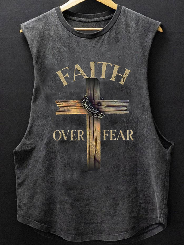 Cross Faith Over Fear Christian Washed Tank