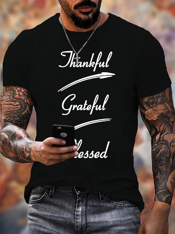 Classic Cotton Tee - Thankful Grateful Blessed