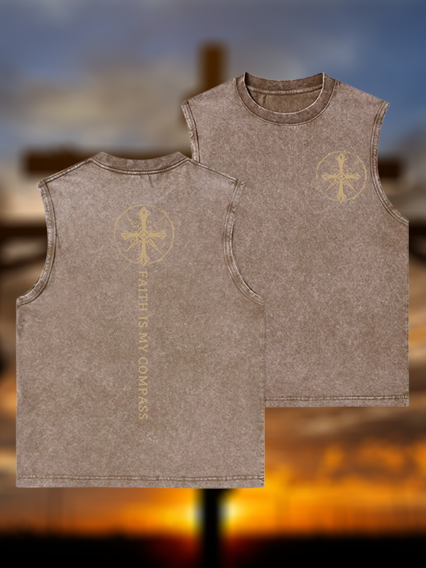 Faith Is My Compass Jesus God Christian Washed Tank