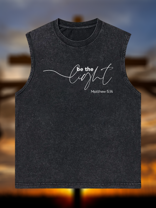 Be The Light Jesus God Christian Washed Tank