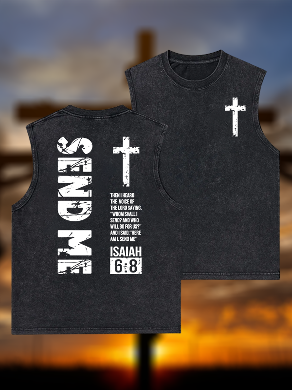 Send Me Isaiah 6:8 Jesus God Christian Washed Tank