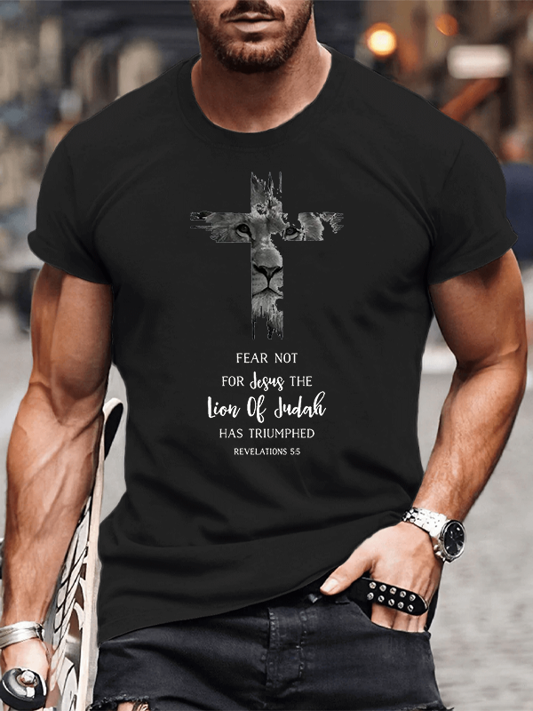 Classic Cotton Tee - Fear Not For Jesus The Lion Of Judah Has Triumphed REVELATIONS 5:5
