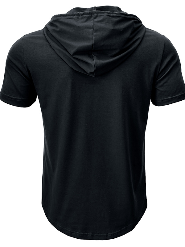 Man of Faith Christian Hooded Henley T Shirt