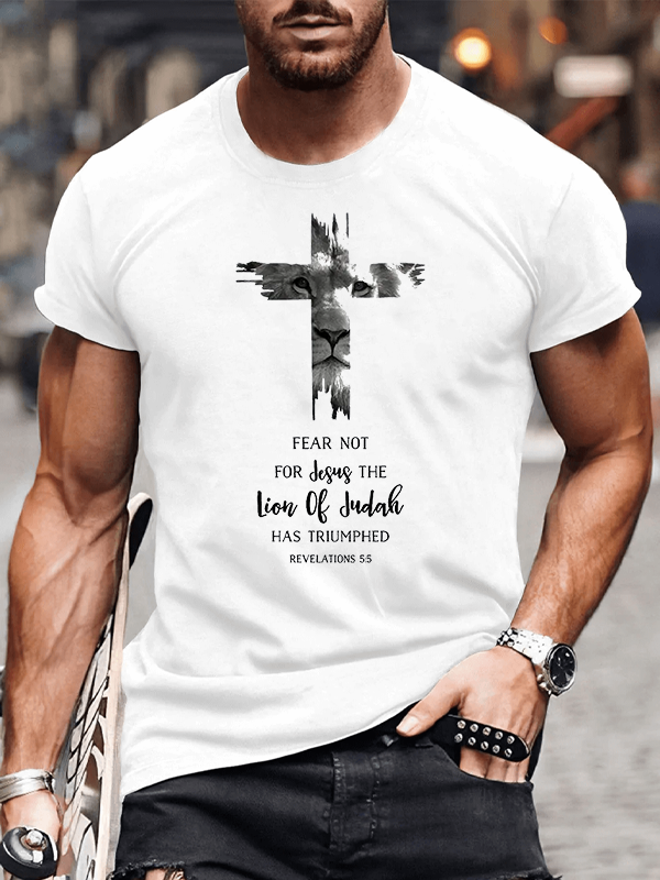 Classic Cotton Tee - Fear Not For Jesus The Lion Of Judah Has Triumphed REVELATIONS 5:5