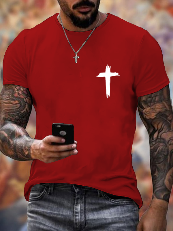 Classic Cotton Tee - Cross Print Crew Neck