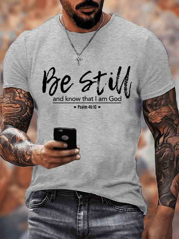 Classic Cotton Tee - Psalm 46:10 Crew Neck T-shirt