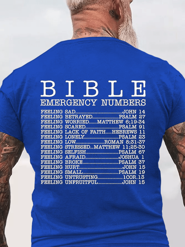 Classic Cotton Tee - Christian Bible Emergency Numbers