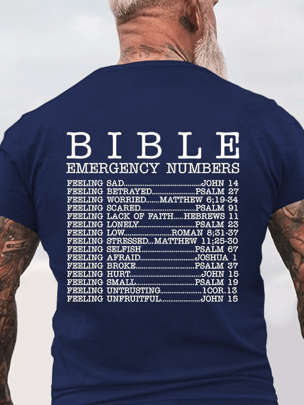 Classic Cotton Tee - Christian Bible Emergency Numbers