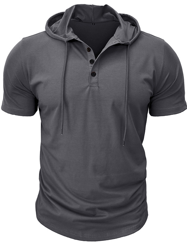 Lift Heavy Pray Hard Christian Hooded Henley T Shirt